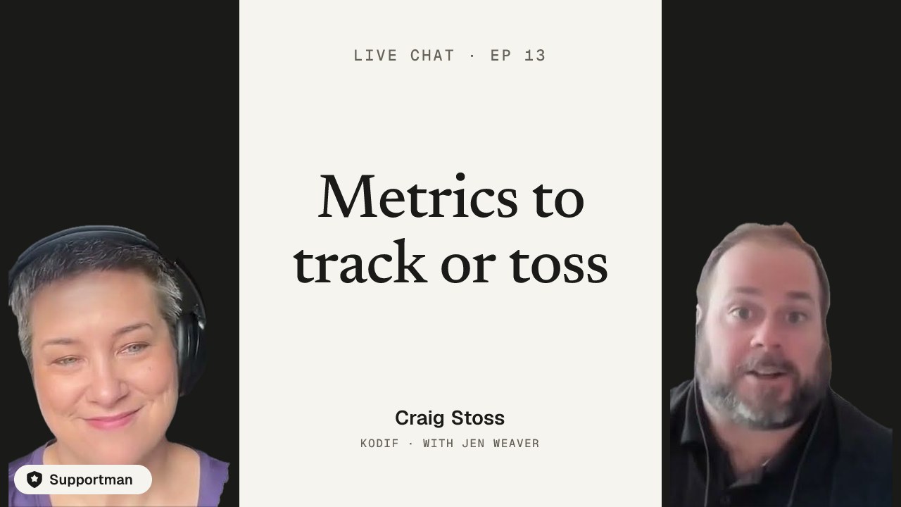 Metrics to track or toss · episode 13 of Live Chat with Jen Weaver with Craig Stoss