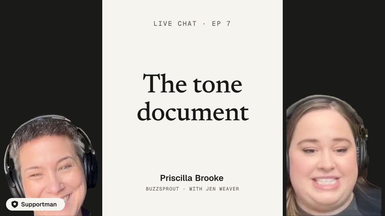 The tone document · episode 7 of Live Chat with Jen Weaver with Priscilla Brooke